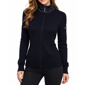Canada Goose Fulford Merino Wool Knit Sweater Women XS Navy Blue Full Zip Luxury